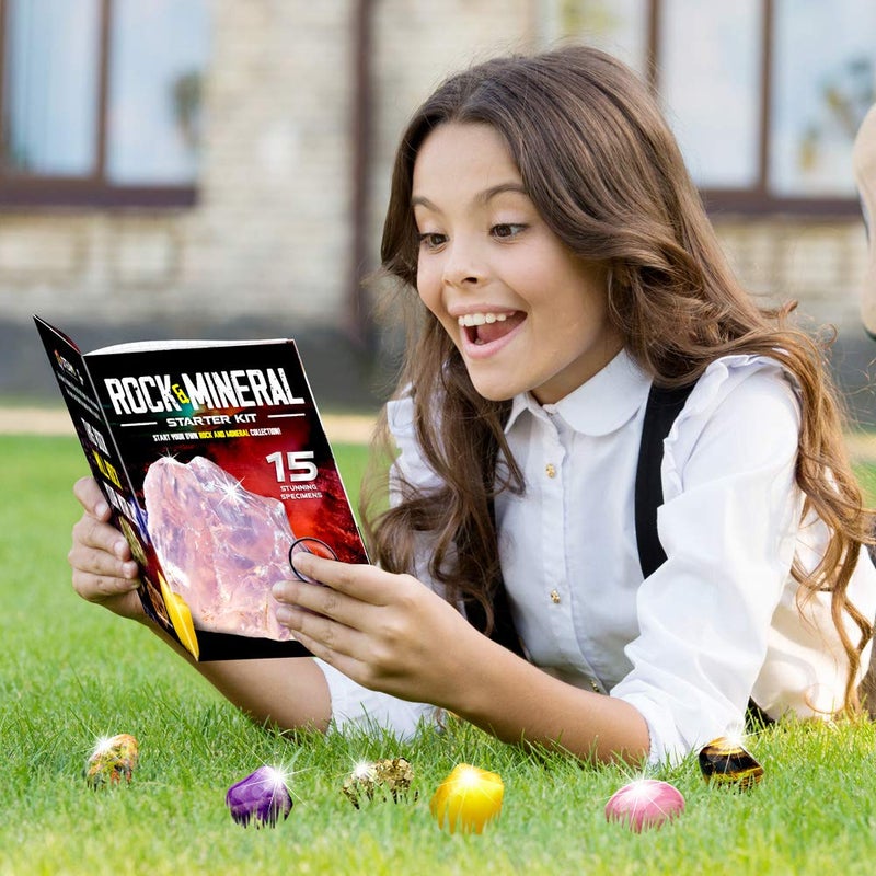 XX Rocks Collection - 15-Piece Rock Collections for Kids - Cool Geology Gem Kit with Identification Sheet - Gemstones Set Box with Learning Guide and Storage Case - Educational Gift for Kid - Image 4